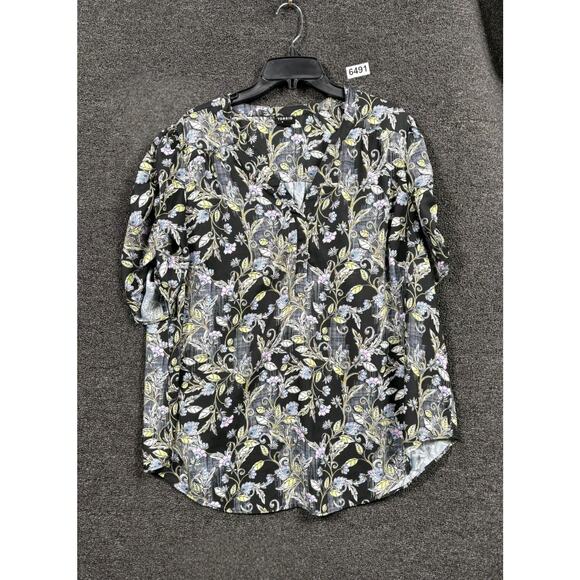 torrid Tops - Torrid Harper Georgette Ruched Sleeve Floral Blouse Size 2X Black V-Neck